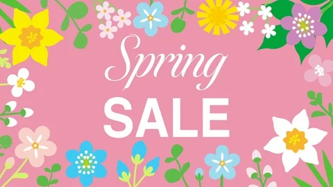 Swinging animated flowers constitute Round frame, "Spring SALE" Stock Footage 101730041