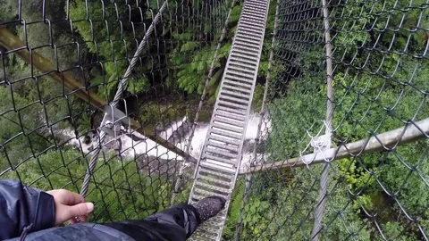Swinging bridge at Montezuma Falls Stock Footage 71942175