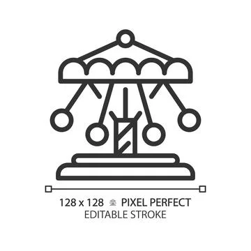 Swinging chain carousel pixel perfect linear icon Stock Illustration