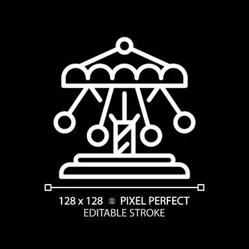 Swinging chain carousel pixel perfect white linear icon for dark theme Stock Illustration