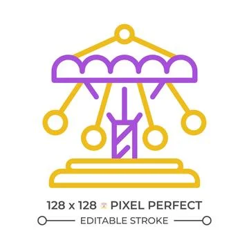 Swinging chain carousel pixel perfect two color line icon Stock Illustration