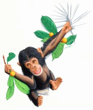 Swinging chimp Stock Illustration