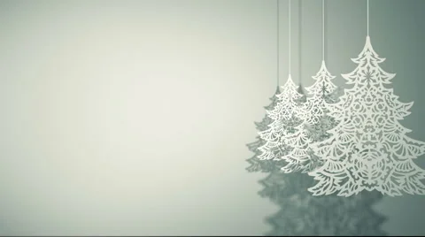 Swinging Christmas trees paper decorations Stock Footage 44324904