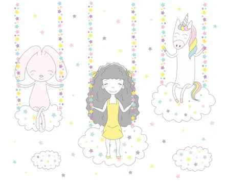 Swinging on a cloud Illustrazione stock