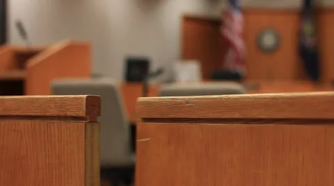 Swinging courtroom partition Stock Footage