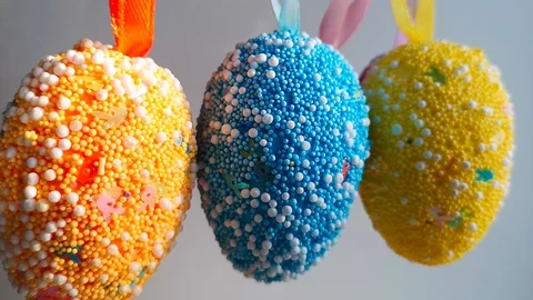 Swinging Decorative Easter Eggs Stock Footage 105926246