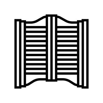 Swinging double doors line icon vector illustration Stock Illustration