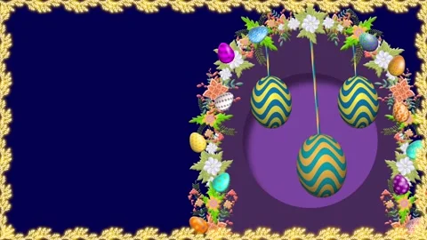 Swinging Easter eggs, Easter decoration and beautiful animated frame for Ea.. Stock Footage 301982693
