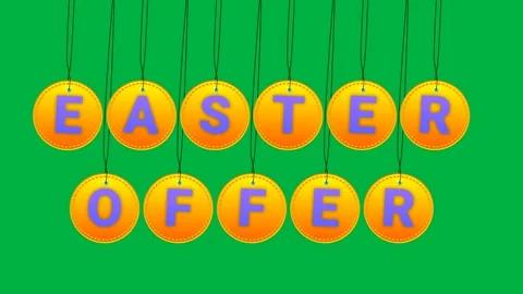 Swinging easter holiday offer text in price tag on green screen. Stockbeeldmateriaal 268573459