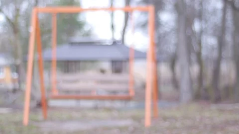 Swinging empty swing in the forest Stock Footage 74065657