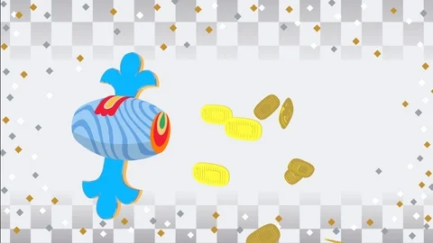 Swinging fortune mallet generating gold currencies , silver background Stock Footage 126093855