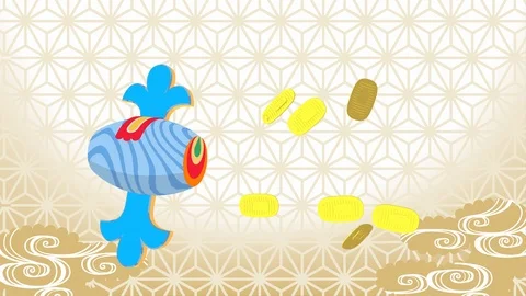 Swinging fortune mallet generating gold currencies , golden background Stock Footage 126094390