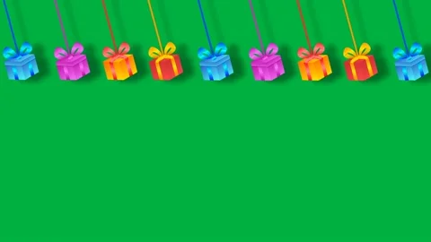 Swinging gift icon on green background Stock Footage 222940213