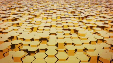 Swinging Golden Hexagons Motion Background Seamless Loop DOF Video stock 101727517