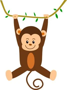 Swinging Monkey vector cartoon Stock Illustration