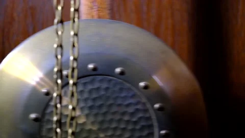 Swinging pendulum of antique mechanical clock Stock Footage 218318187