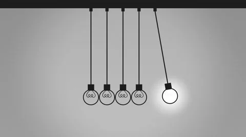 Swinging pendulum balls, Newton's cradle. Idea and communication concepts. 8K Stock Footage