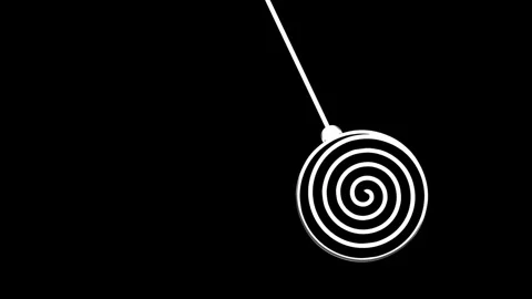 Swinging spiral pendulum illusion on plain black background Stock Footage 293945266