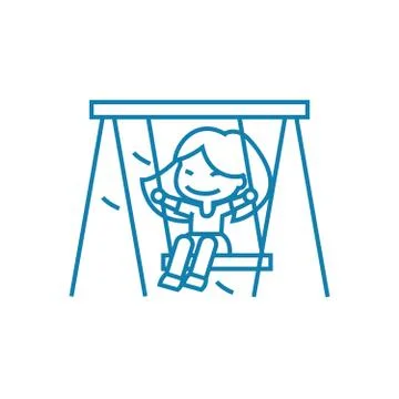 Swinging on a swing linear icon concept. Swinging on a swing line vector sign Stock Illustration