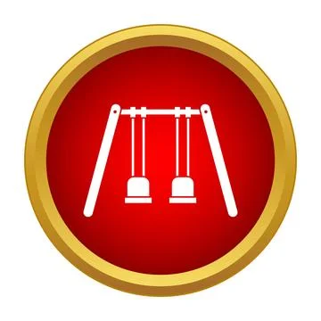 Swings icon in red circle representing childhood fun Stockillustratie