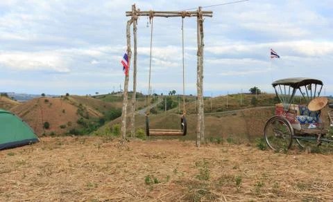 Swings on the mountain Stock Photos