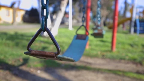 Swings in the park. Close up Stock Footage 158130872