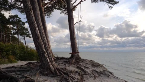 Swings at seaside Video stock 195298729