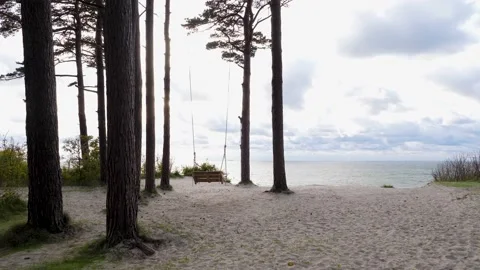 Swings at seaside Video stock 195298766