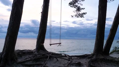 Swings at seaside Video stock 195298768