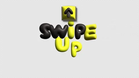 Swipe up 3d text inflated and arrow cut out isolated with alpha channel Stock Footage 306678499