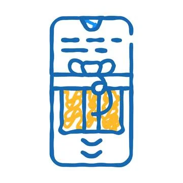 Swipe app for get gift icon doodle illustration Illustrazione stock