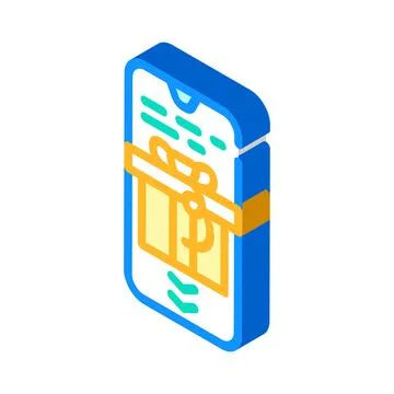 Swipe app for get gift isometric icon vector illustration Stock Illustration