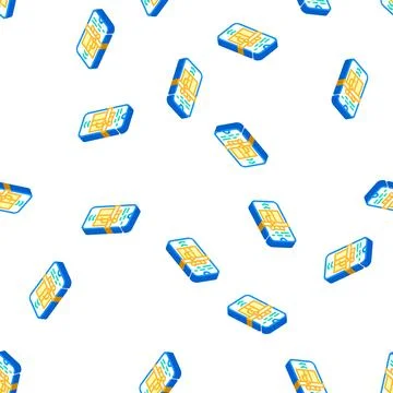 Swipe app for get gift isometric icon seamless pattern 스톡 일러스트