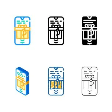 Swipe app for get gift simplified color icon vector Illustrazione stock