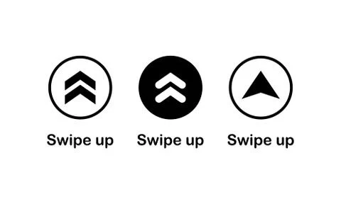 Swipe up, arrow up icon modern button for web or appstore design black symbol Stock Illustration