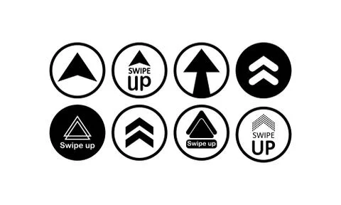 Swipe up, arrow up icon modern button for web or appstore design black symbol Stock Illustration