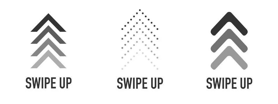 Swipe up buttons set. Application and social network icons. Stock Illustration