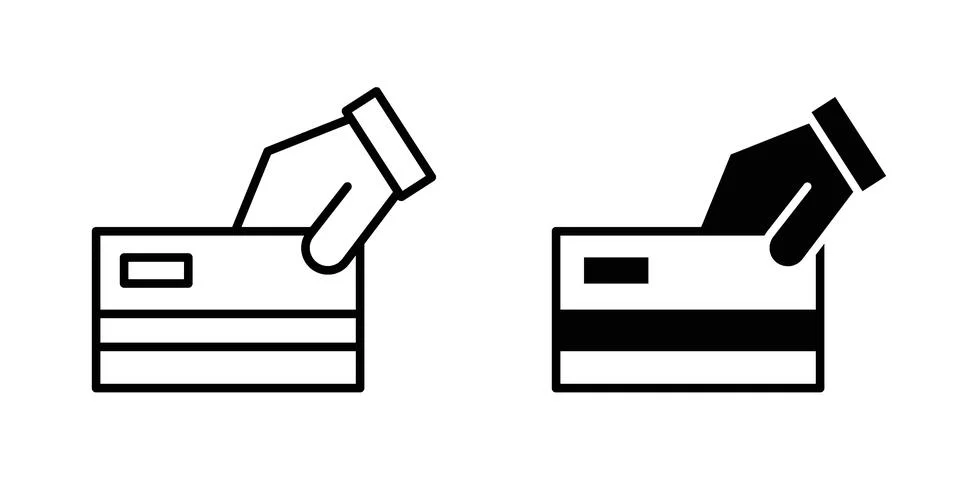 Swipe card icon vector concepts, line and silhouette style Stock Illustration