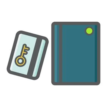 Swipe Card Reader With Keypad colorful line icon Stock Illustration