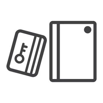 Swipe Card Reader With Keypad line icon Stock Illustration