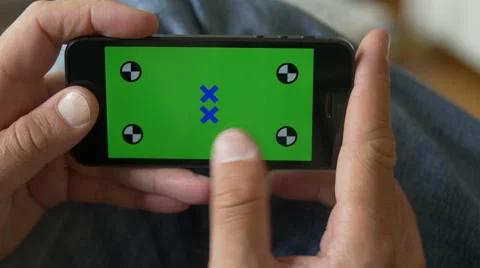 Swipe Cell Phone, touch screen, held by hands. Chroma Key. Close up. 4K Stock Footage 42246467