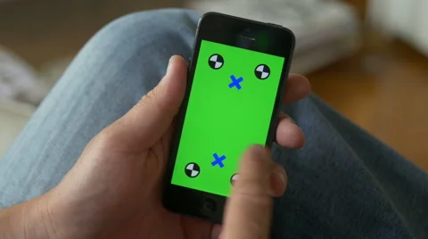 Swipe Cell Phone, touch screen, held by hands. Chroma Key. Close up. 4K Stock Footage 42258645