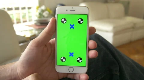 Swipe Cell Phone, touch screen, held by hands. Chroma Key. Close up. 4k Stock Footage 48521318