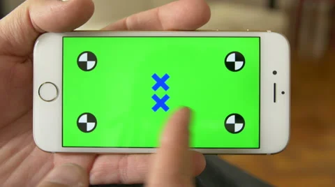 Swipe Cell Phone, touch screen, held by hands. Chroma Key. Close up. 4k Stock Footage 48531884