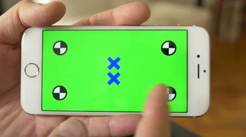 Swipe Cell Phone, touch screen, held by hands. Chroma Key. Close up. 4k Stock-Footage 48536784
