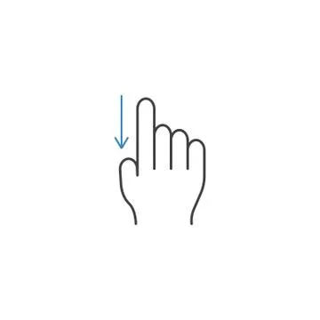 Swipe down finger line icon, hand gestures Stock Illustration