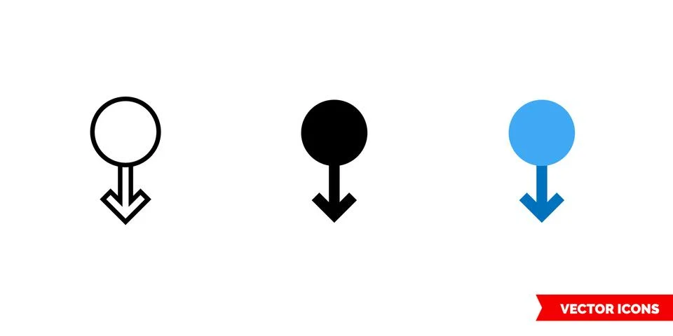 Swipe down icon of 3 types color, black and white, outline. Isolated vector s Stock Illustration