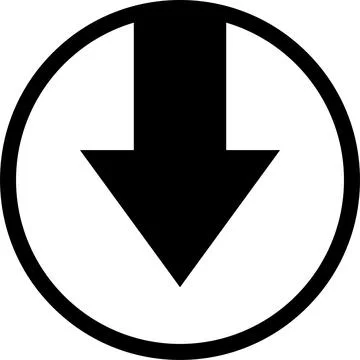 Swipe down icon. Arrow down button symbol. Scroll down icons set Stockillustratie
