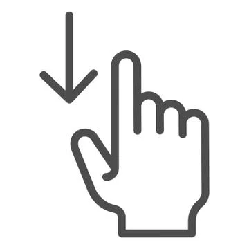 Swipe down line icon. Touch screen gestures vector illustration isolated on Stock Illustration
