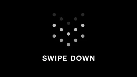 Swipe down pointing solid arrow icon. on black background. Stock Footage 308243809